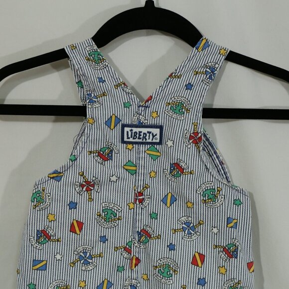 Vintage Liberty Kids Overalls Romper Nautical Print Blue Striped 90s Toddler - Picture 5 of 5